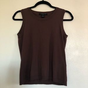 August Silk Knit Brown Sleeveless Top.